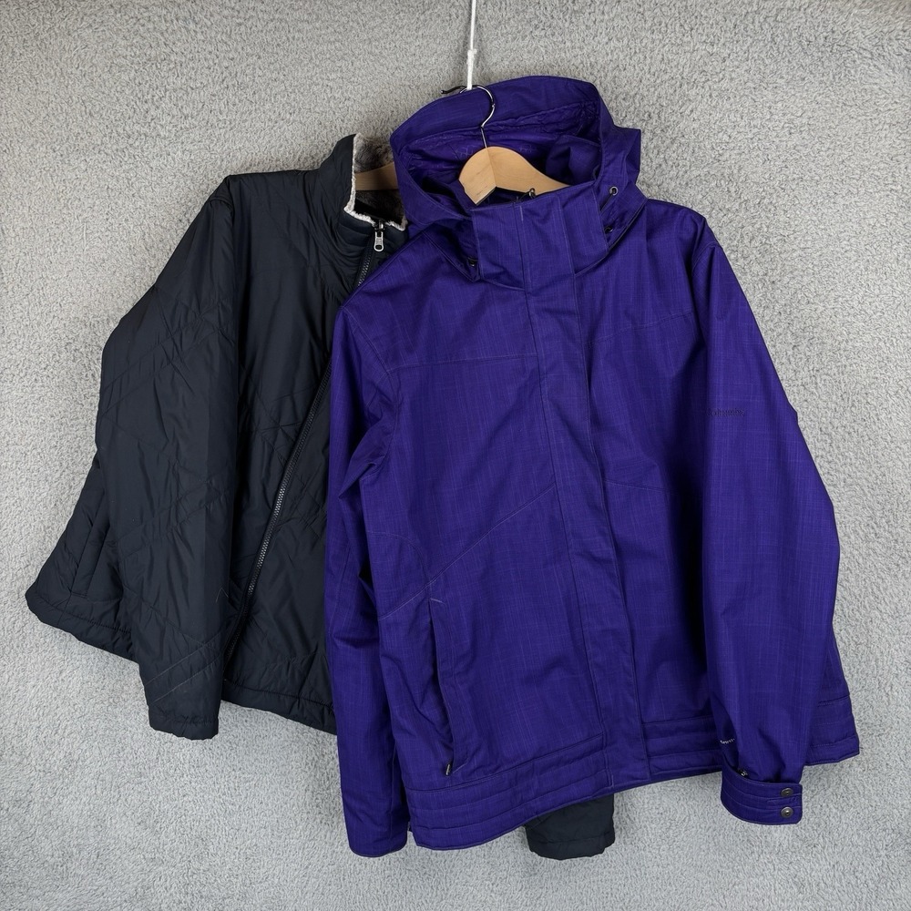Columbia Bugaboo III Fleece Interchange Jacket Womens XL Purple 3 in‎ 1 Ski Coat